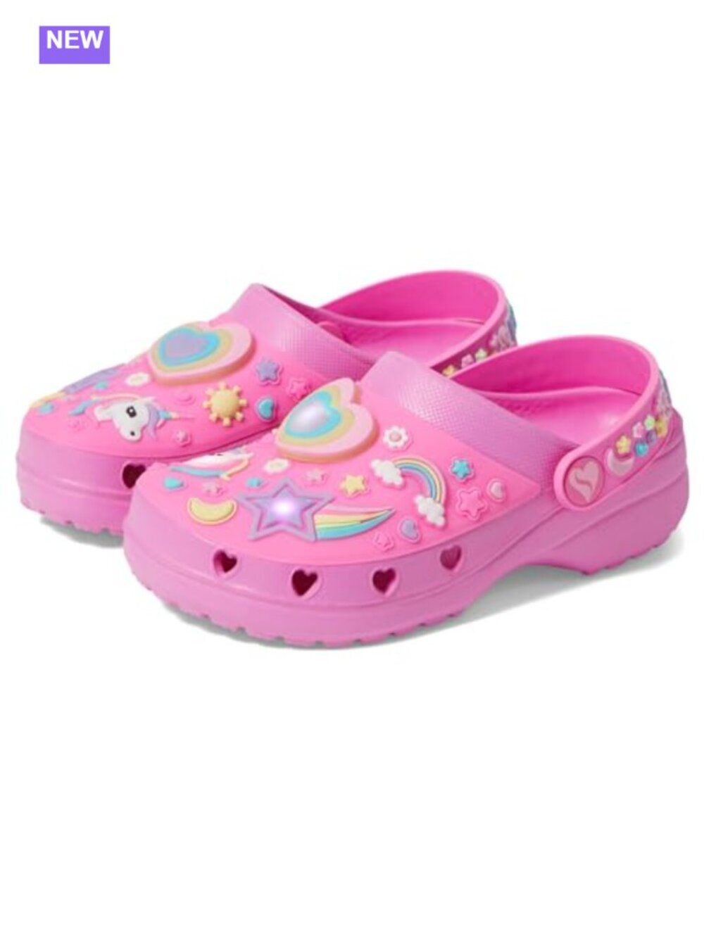Girls Light-Up Unicorn Clogs Comfortable Slip-On Shoes